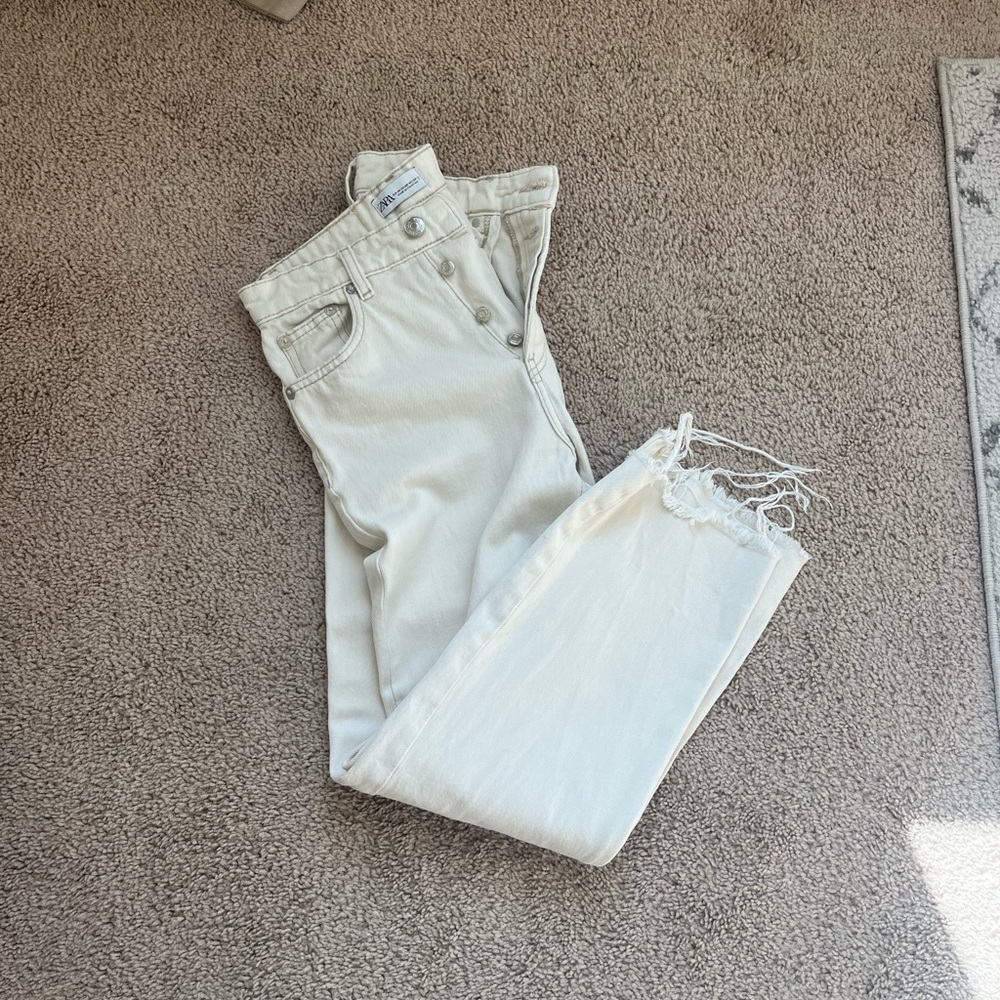 Zara Cream Ankle Jeans for Women